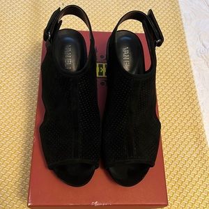 VERY GENTLY USED - Womens Suede peep toe wedges